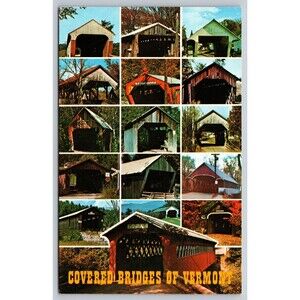 Postcard Vermont Sunderland Sixteen Old Famous Covered Bridges c1970s VT Vintage